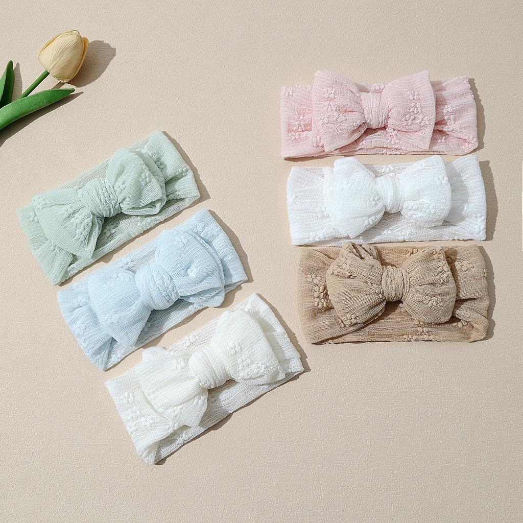 3pcs/set Baby Girl Headband Double Mesh Bows Hairband Soft Turban Lovely Bow Kids Headwear Hair Accessories for Newborn Infant