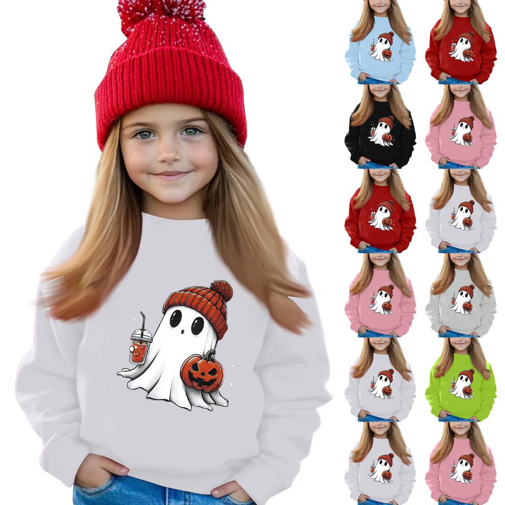 Halloween Day Girls Round Neck Pullovers For Kids Printed Baby Tops