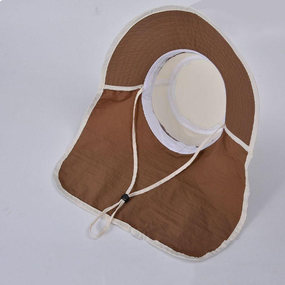 UV Protection Kids Beach Cap Solid color Sunscreen Bucket Hat Children Shawl Sun Hat Boy