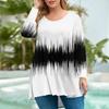 Women's Fashion Large Size Round Neck Long Sleeve Casual Print Loose Pullover Top