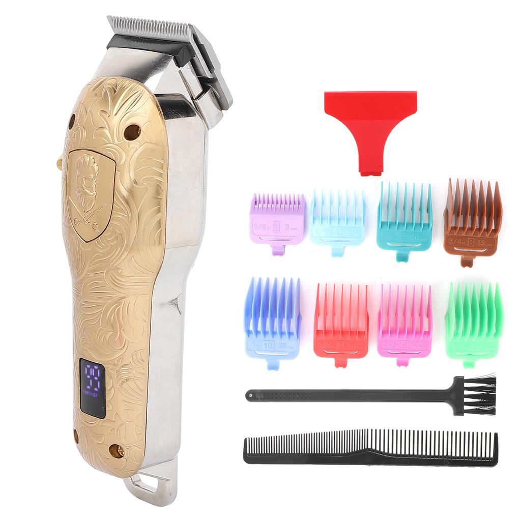 Electric Hair Clippers LCD Cordless Hair Trimmer Haircut Cutting Grooming Kits Gold