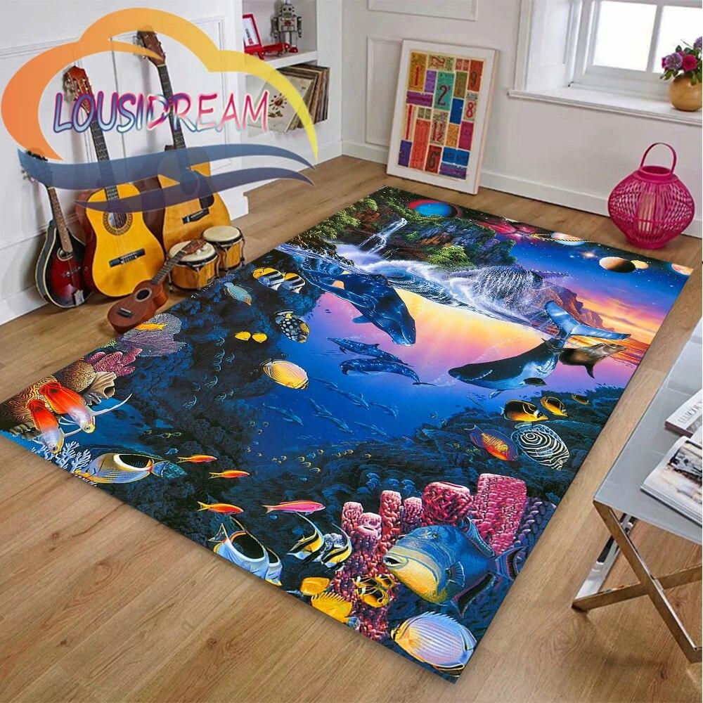 Ковер из мира морских животных Delphinidae, океанические дельфины, гостиная, спальня, большая площадь, мягкий 3D модный декоративный коврик