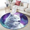 White Wolves Round Area Rug,Carpet Rug for Living Room Bedroom Sofa Playroom Decor,Non-slip Floor Mat