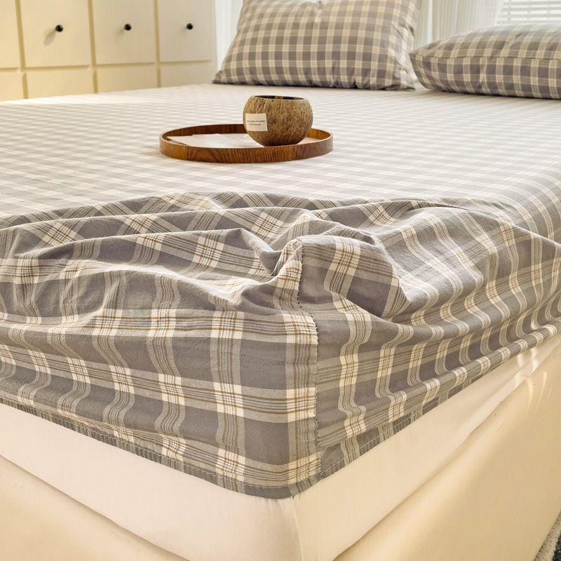 Комплект из трех простыней в полоску из стираного хлопка в японском стиле, полное покрытие, нескользящая цельная простыня, матрас Simmons, защита от пыли