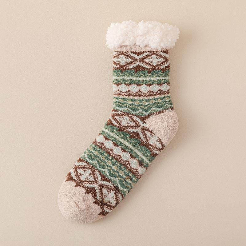 Ethnic Style Warm Socks Winter Home Floor Socks Thick Plush Men's Socks
