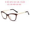 Anti Blue Light Cat Eye Prescription Eyeglasses Women Tea Frame Oval Nearsighted Glasses Female 0 -0.5 -0.75 -1.0 To -6.0