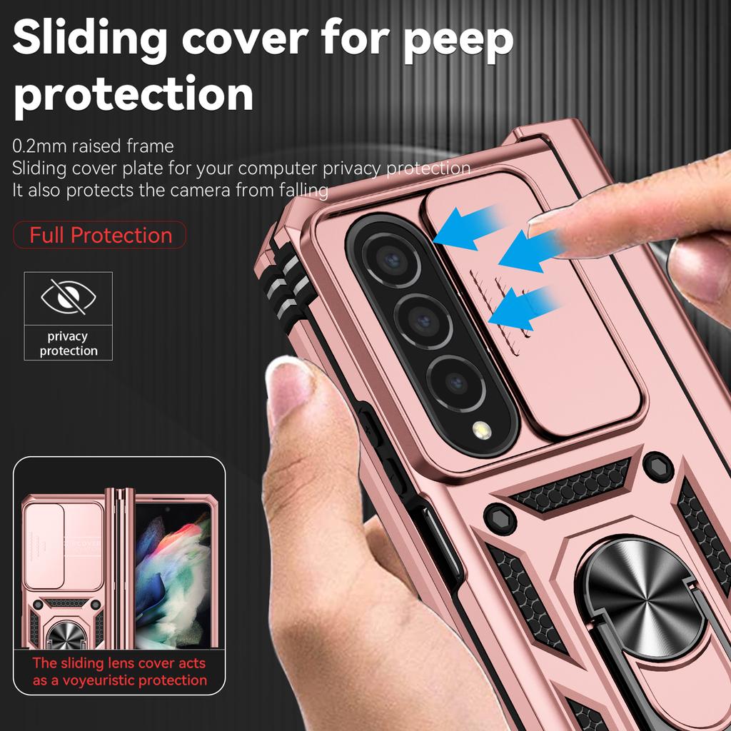 Magnetic Portable Ring Holder Funda Case For Samsung Galaxy Z Fold 4 5g Fold4 Zfold4 Lens Protection Phone Accessories Cover