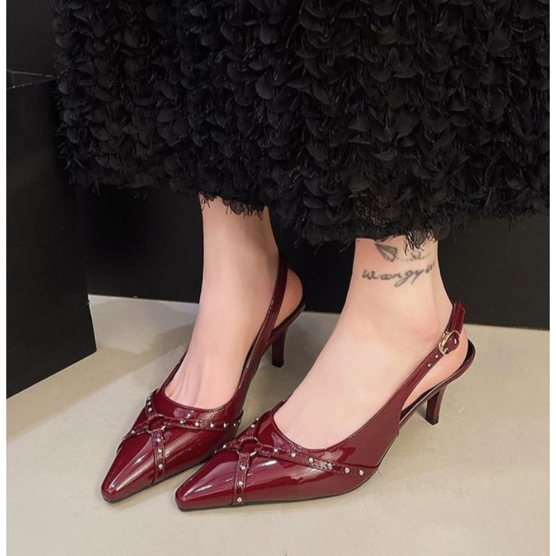 Elegant Modern Office Shoes Women Wedding Banquet Dress Sandals Slingback Pointed Toe Female High Heeled Sandals Talons Femme