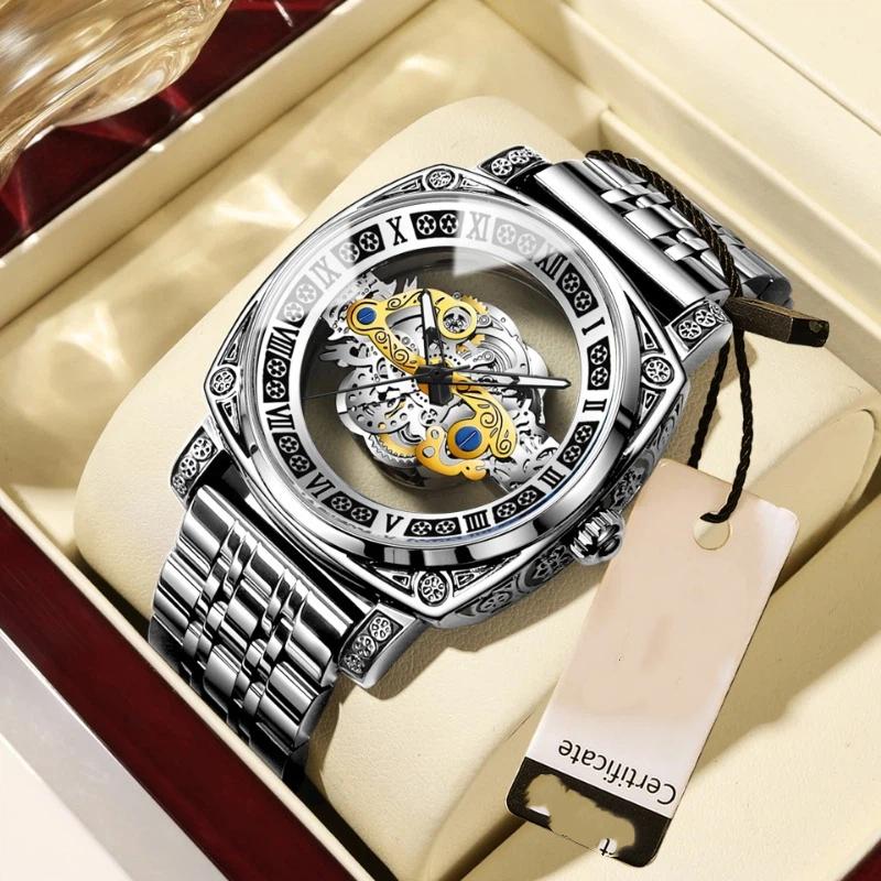 Топ бренд Dragon Watch Взрывные Золотые Рельефные Часы Мужские Часы Мужские Трехглазый Дракон Светящиеся Водонепроницаемые Кварцевые Часы