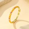 FTCY Colorful Five-leaf Flower Ename Bangles For Women Enamel Dropped Glaze Floral Diamond Bangle Luxury Jewelry Gifts