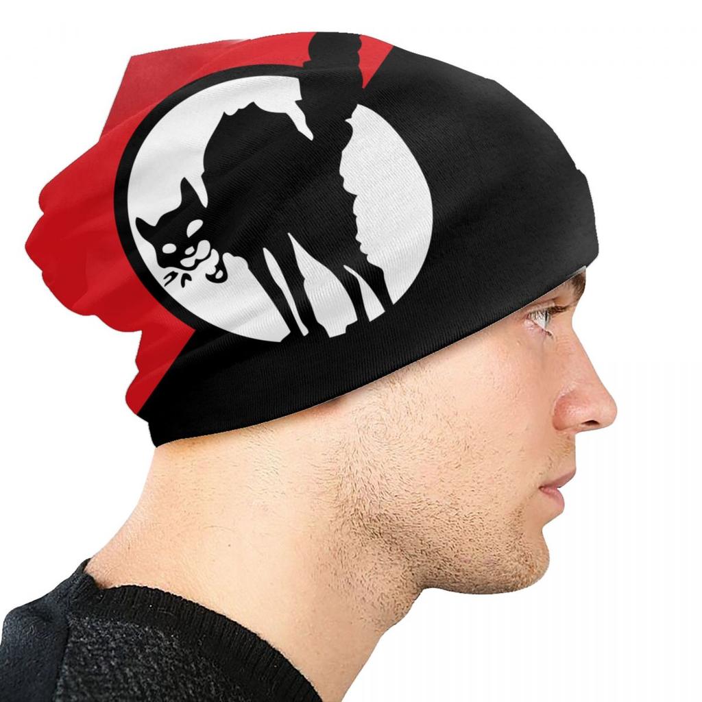 Анархистский черный кот, флаг, капот, вязаные шапки, унисекс, женская мода, унисекс, для взрослых, зимние теплые шапочки с черепами, шапка