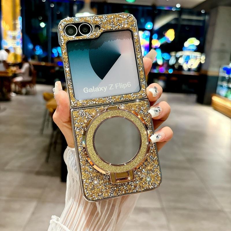 Подходит для чехла телефона Galaxy Samsung Zflip6 zflip5 складной экран блестящий чехол-зеркало для макияжа