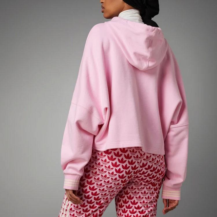 Adidas Originals SS23 Adicolor Серия Ретро 70-х Худи с длинным рукавом и принтом с логотипом-буквой Женское худи Розовый IK7863