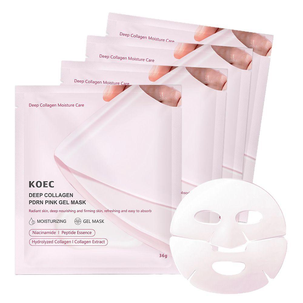 KOEC Pink Peptide Collagen Firming Transparent Mask Hydrating Brightening Sheet Mask 5 Pack
