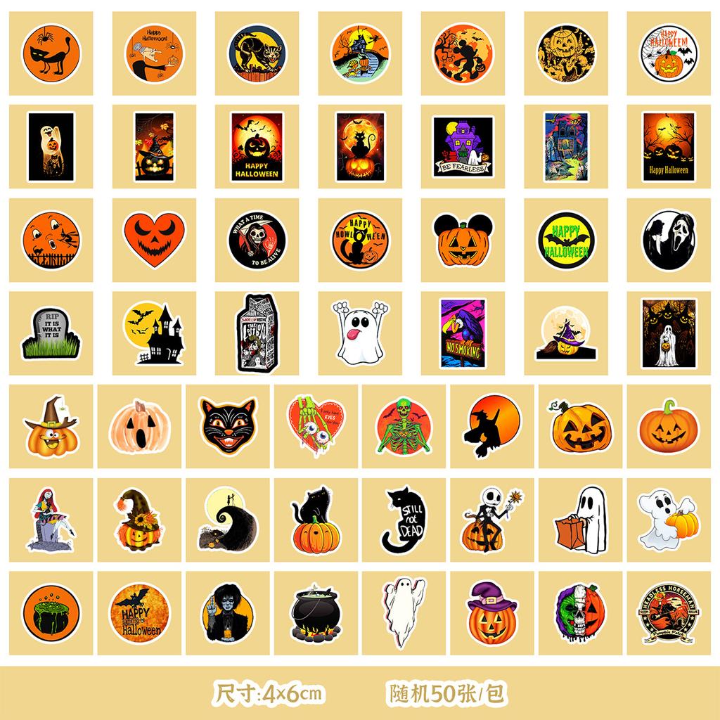 50/100 Halloween Stickers Mobile Ticket Waterproof Decorative Stickers Children's DIY Hand Account Stickers
