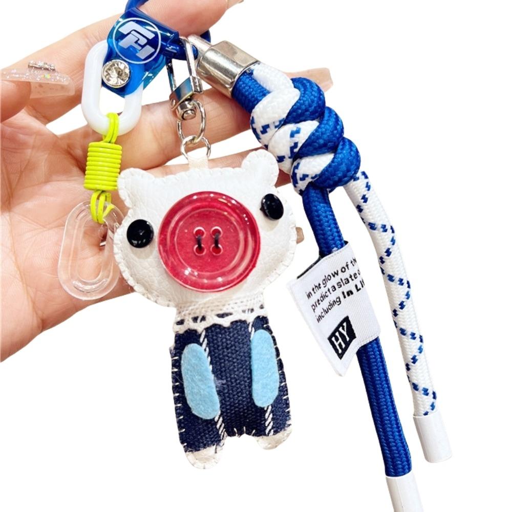 PU Cartoon Keychain Button Eye Dolls Pendant Creative Bag Accessories Bag/key Decor