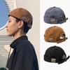 Dome Brimless Hat Unisex Solid Color Bucket Cap Vintage Melon Docker Cap  Summer
