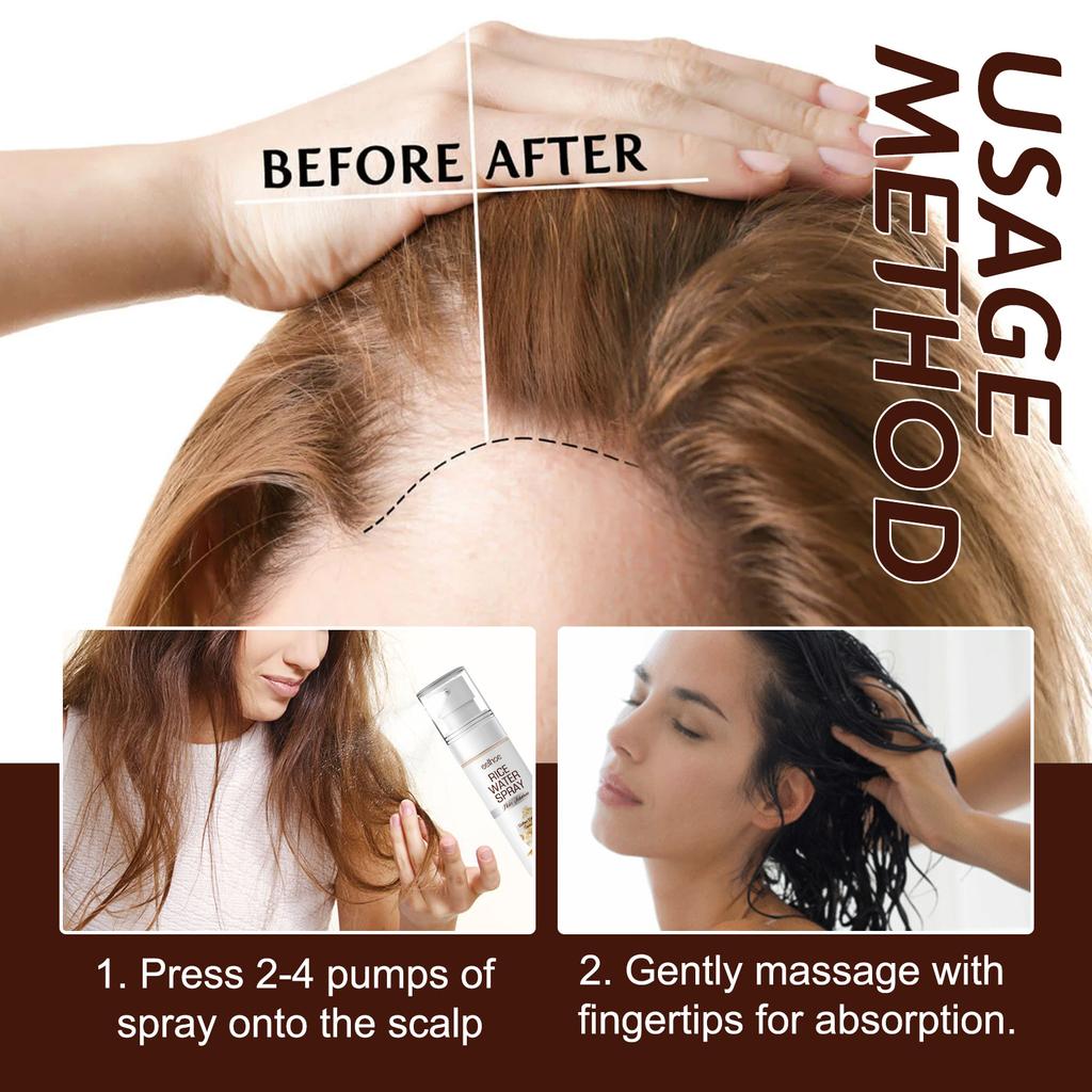 Eelhoe Сыворотка с ферментированной рисовой водой, натуральная нежная рисовая вода, эссенция для волос с ферментированной рисовой водой, сыворотка для роста волос для истонченных волос, 60 мл