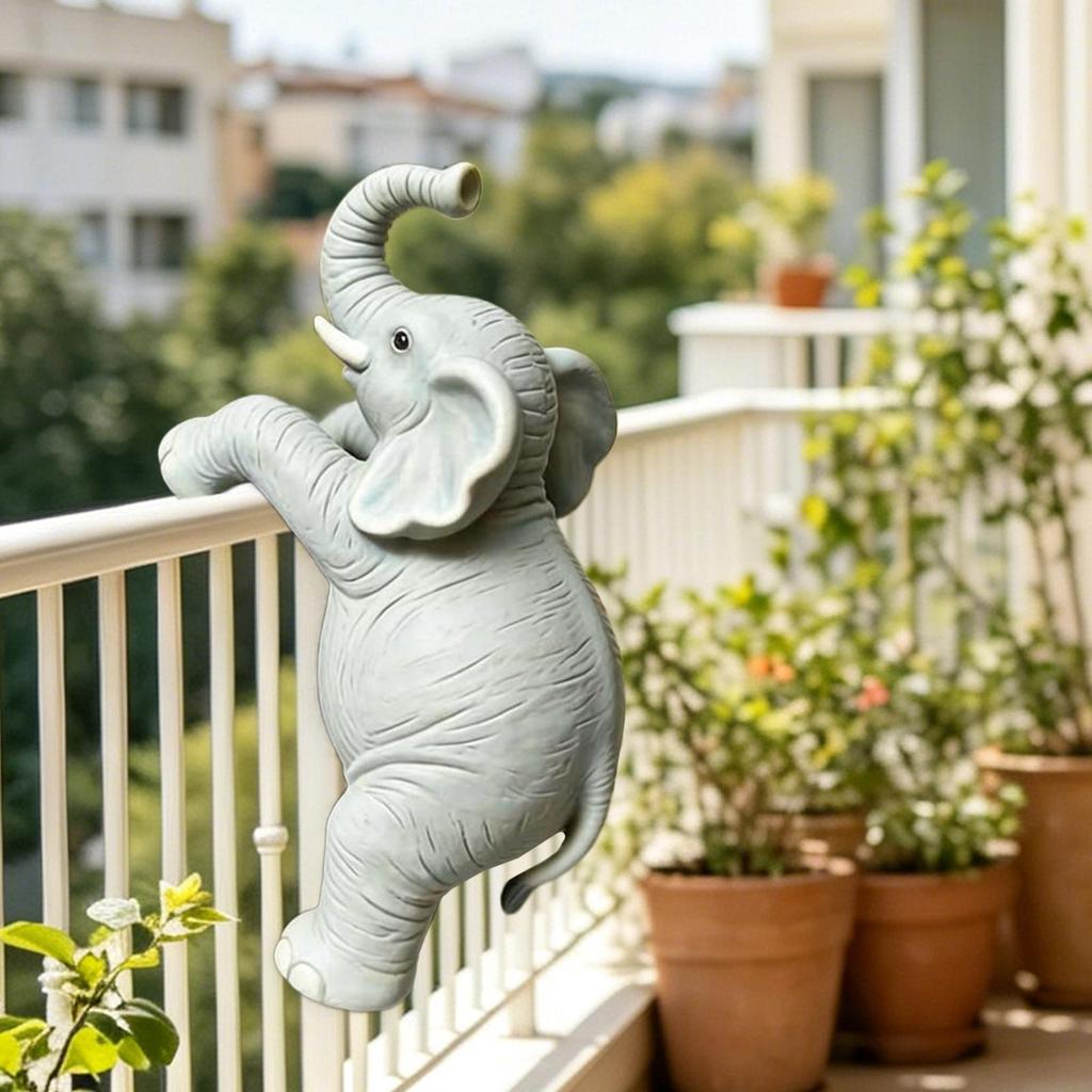 Planter Pot Hugger Resin Realistic Elephant Outdoor Statue Animal Planter Pot Decoration For Patio Garden Terrarium Lawn Balcony