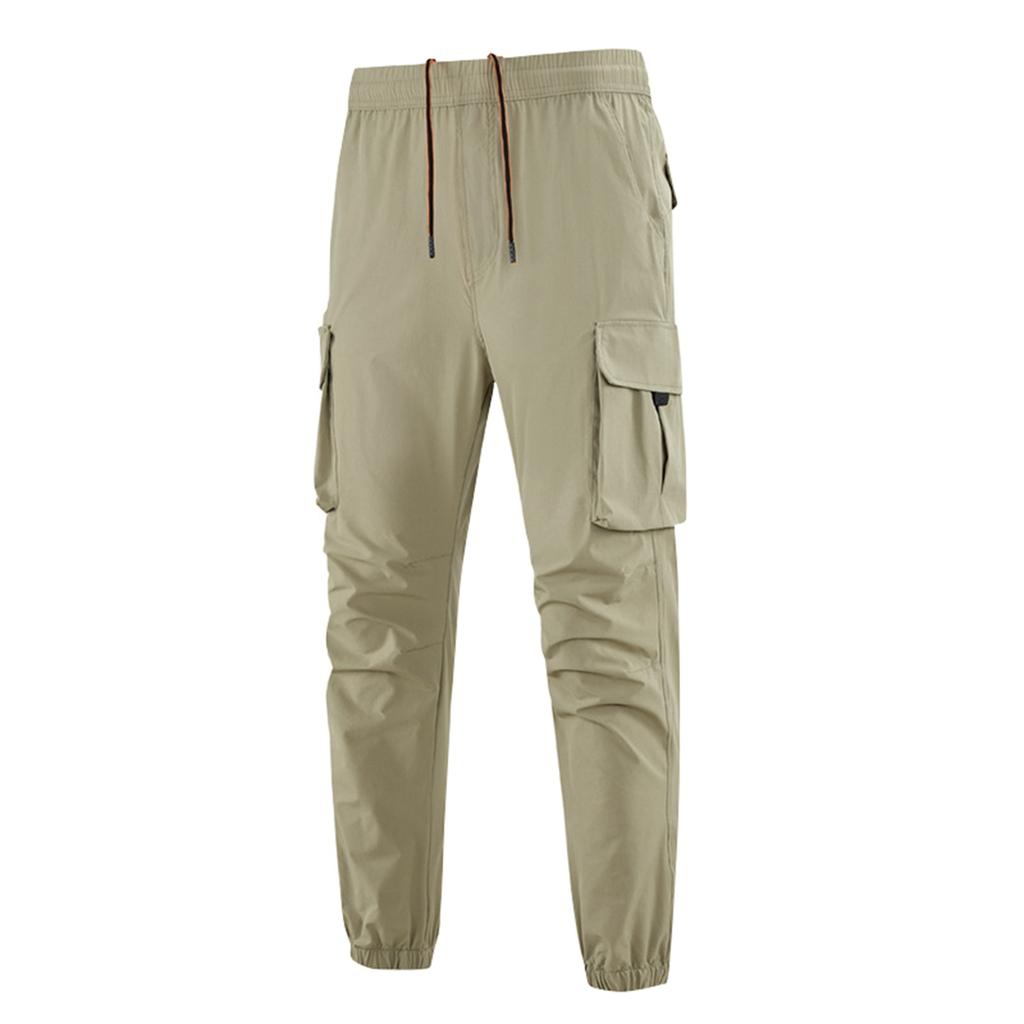 Men's Solid Color Multi-Pocket Cargo Pants Men's Casual Sports Trousers