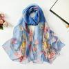 Summer Beach Long Sun Protection Scarf and Shawl Women Decorative Floral Thin Chiffon Scarves