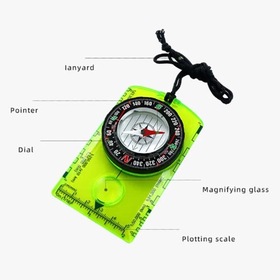 Уличный компас с увеличительным стеклом, линейкой, шкалой, многофункциональный, для кемпинга, пеших походов, туризма, выживания, ориентирования, навигационный инструмент