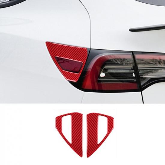 For Tesla Model 3 Y Red Carbon Fiber Side Charging Port Panel Cover Decoration