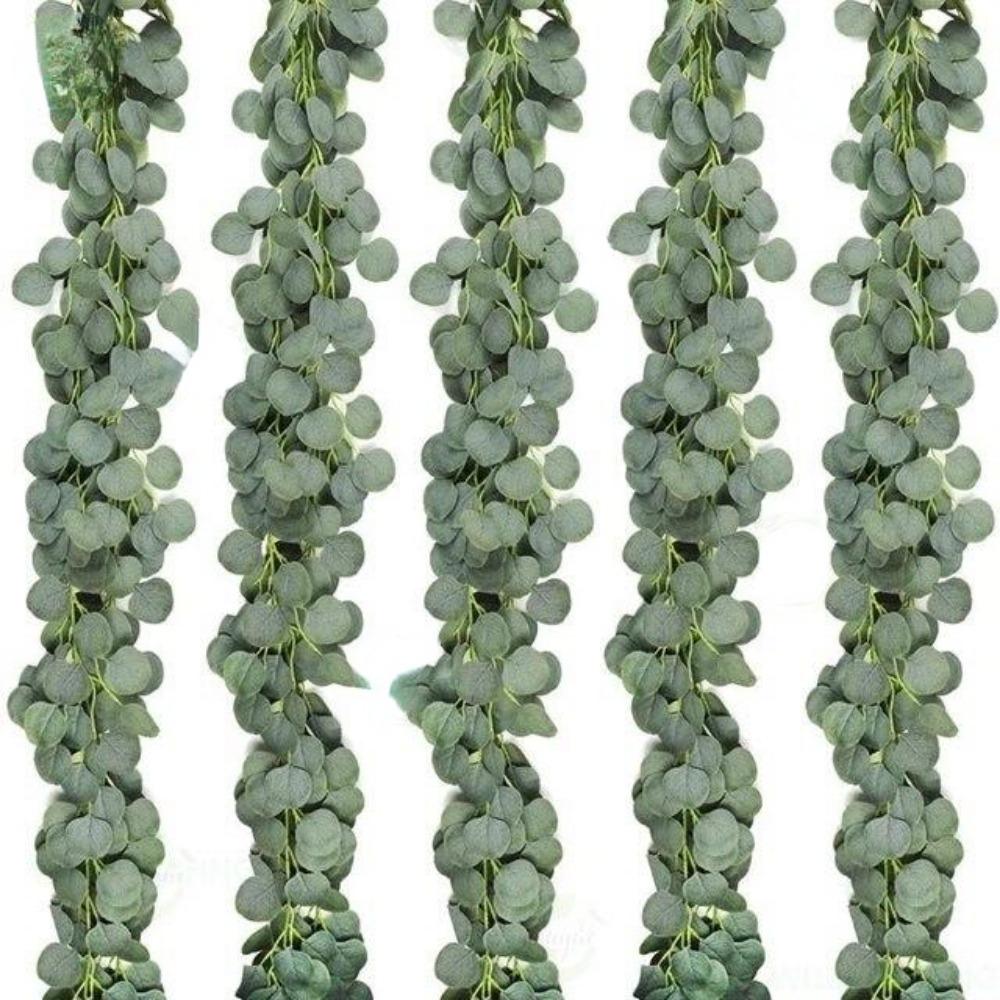2/1pcArtificial Eucalyptus Garland Fake Ivy Vines Greenery Rattan Plants Wreath Faux Decor for Wall Room Garden Wedding Decor