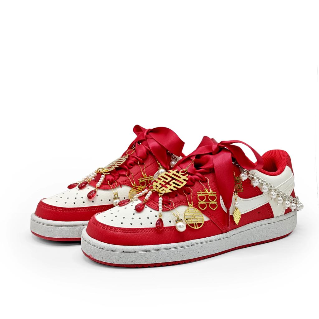 Nike Court Vision Cushioning, Wear Resistant Low top Skateboard Shoes Women's Red Gold DH3158-602(Team1463-)