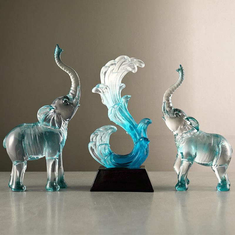 Light Luxury Transparent Wealth-winning Elephant Ornaments TV Cabinet Wine Cabinet Entrance Living Room Decorations Booming Gift