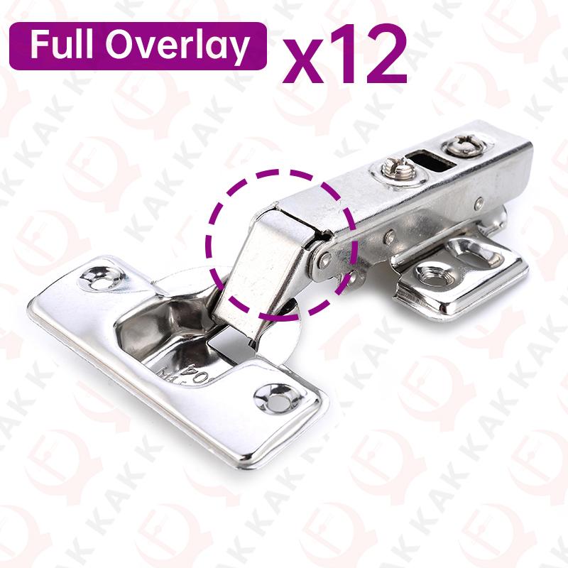 KAK 8 Pieces Stainless Steel Cabinet Hinges Soft Closing Hydraulic Door Hinge Damper Buffer Kitchen Cabinet Furniture Hardware