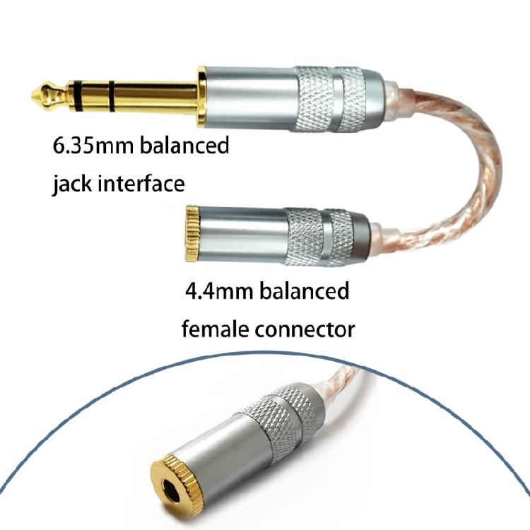 Professional 6.35mm to 4.4mm Balanced Adapter Cable Male to Female Connection Line for Portable Use with HiFi Gear