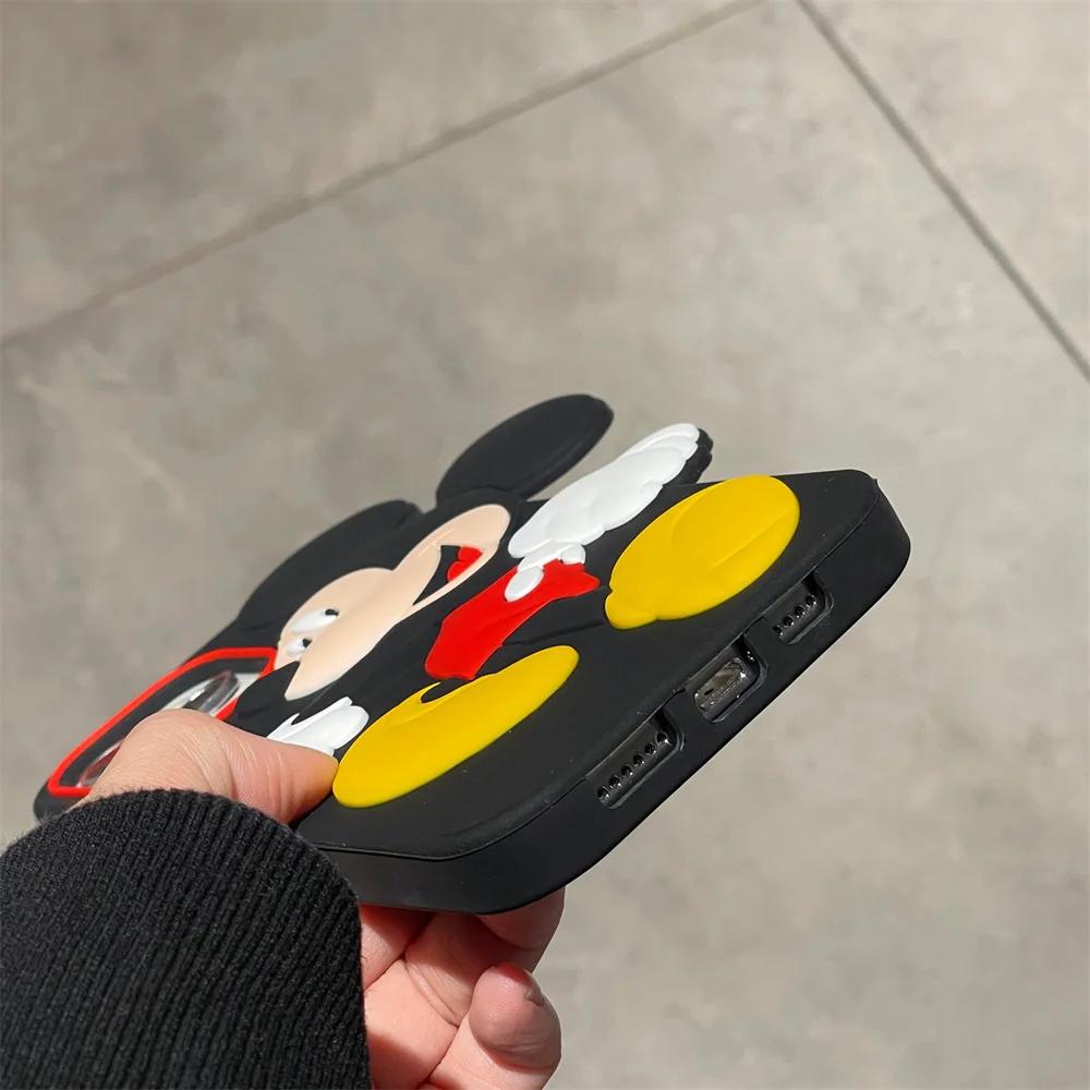 3D мультяшные аниме чехлы для телефона Микки Маус для IPhone 16 15 14 13 12 11 Pro Max X XR XS Max 6 7 8 Plus Мягкий силиконовый задний чехол