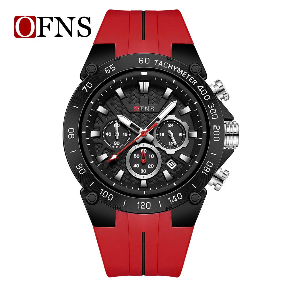 OFNS New 1207 Luxury Men's Quartz Watch Six Pin Multifunctional Chronograph Calendar Waterproof Night Light Watch
