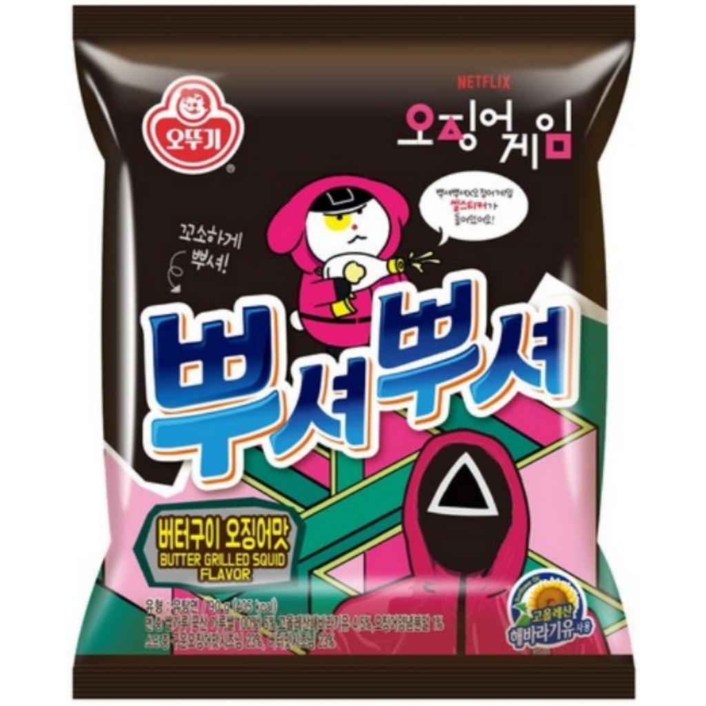 Ottogi Кальмаровая дичь Ппушу Ппушу 90г 2 вида(Вкус кальмара, жареного на сливочном масле,Очень острый вкус)