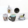 Cartoon Cute Cat Enamel Bubble Tea Cup Brooch Personalized Creative Women'S Clothing Corsage Jewelry Pin