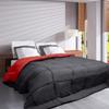 HUDSON - Couette Légere Microfibre - 200gr/m2 - Gris &amp; Rouge - 220 x 240 cm