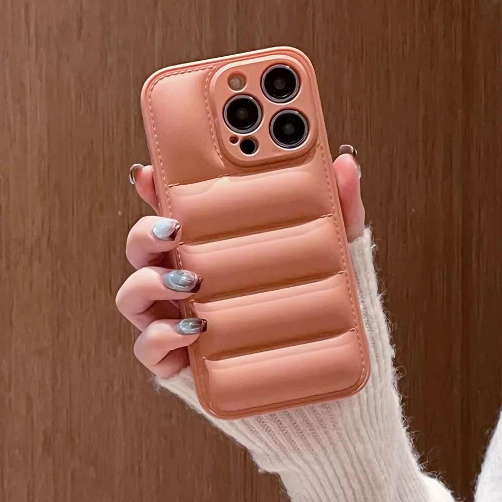Colorful Down Jacket pattern silicon phone case for For Iphone 16 15 14 13 12 11 Pro Max Plus full camera shockproof soft back cover