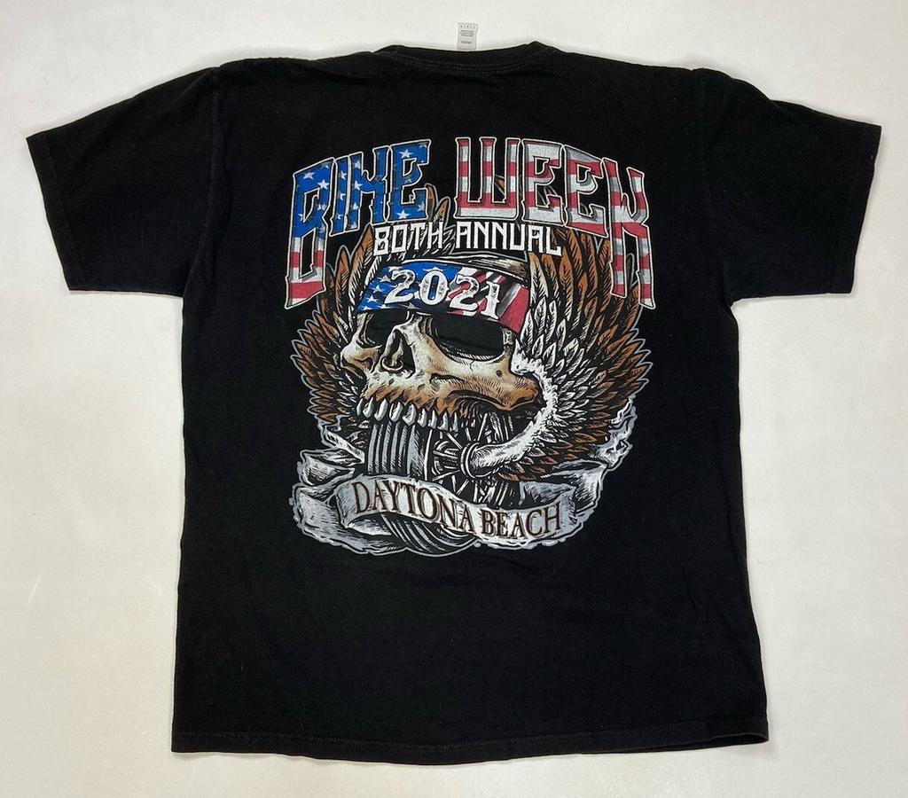 Bike Week 2021 Daytona Beach Motorcycle Skull Graphic T-shirt Men Large Black