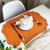 4 Piece Elegant Retro Irregular Tableware Pad PU Leather Waterproof Table Mat Scratch Resistant Non-slip Place Mat Wedding