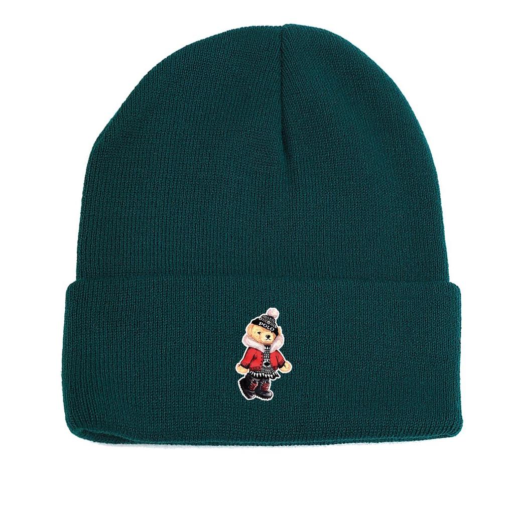 Теплая вязаная шапка с медведем, шапка с черепом животного, универсальная мягкая простая вязаная шапка с помпоном