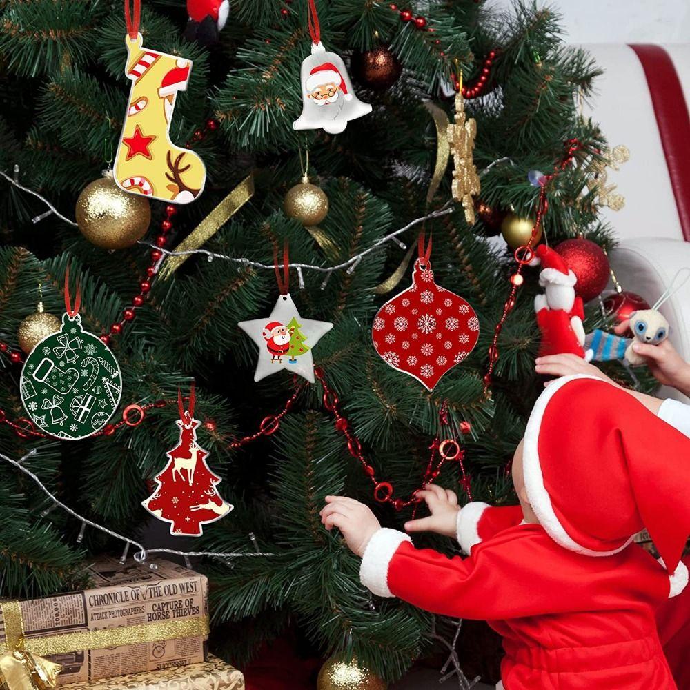 10Pcs Stockings Acrylic Christmas Ornaments Hanging Christmas Decoration  Home Party Supplies