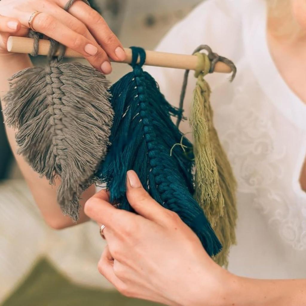 COZENTA Макраме Хлопок Набор 3 Цвета Светлый для Вязания и Рукоделия Пряжа, Шнур, 3мм, 100м, (Лазурно-синий, Синий, Белый)