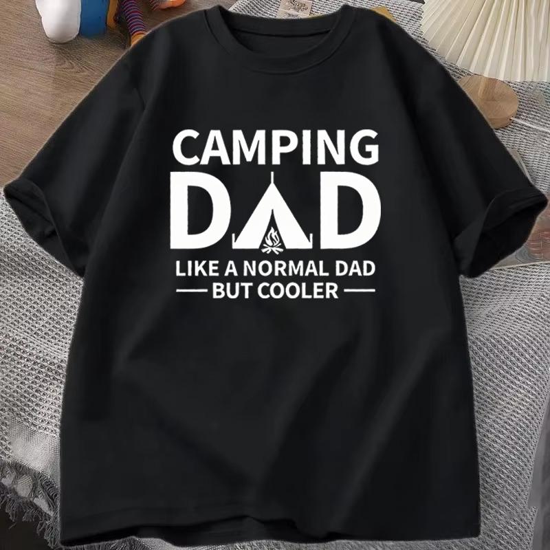 Camping Dad Tshirt Tent Campfire Graphic Casual Short Sleeve Unisex Tee Fathers Day Gift Vintage Design Outdoor Dad Tshirts