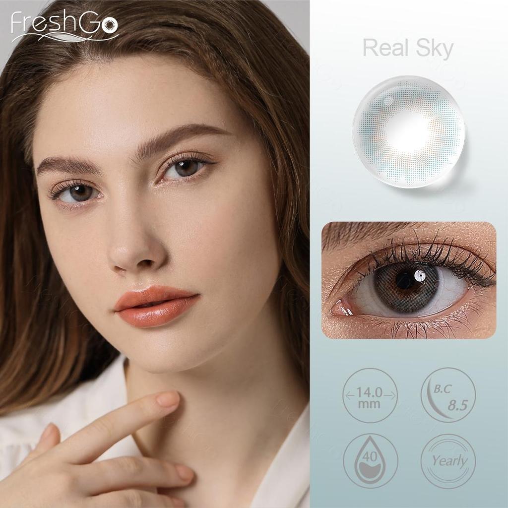 FreshGo Контактные линзы Natrual Color для глаз, косметика, серые контактные линзы для глаз, 1 пара цветных линз для ежегодных красавиц