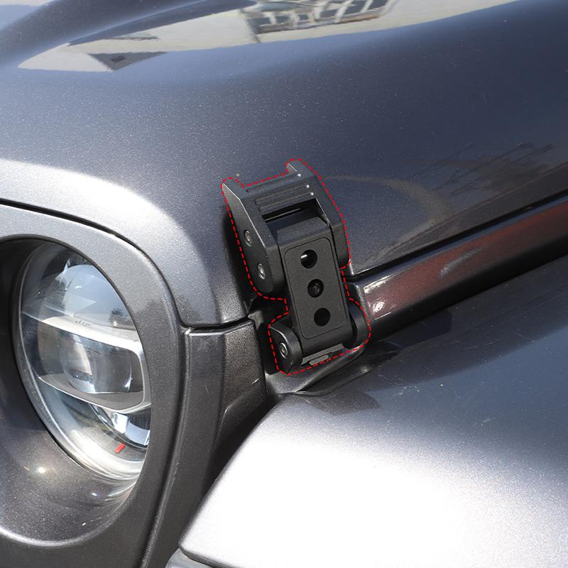 Engine Hood Latches Locking Hood Catch Kit Aluminum Alloy Hood Locks Compatible with Jeep Wrangler JK JL JT