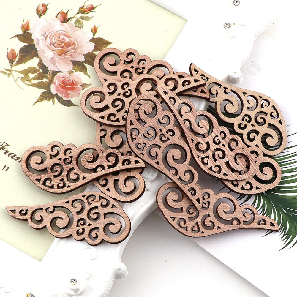 Натуральный декоративный DIY ремесло скрапбукинг граффити орнамент деревянные чипсы крылья ангела кулон