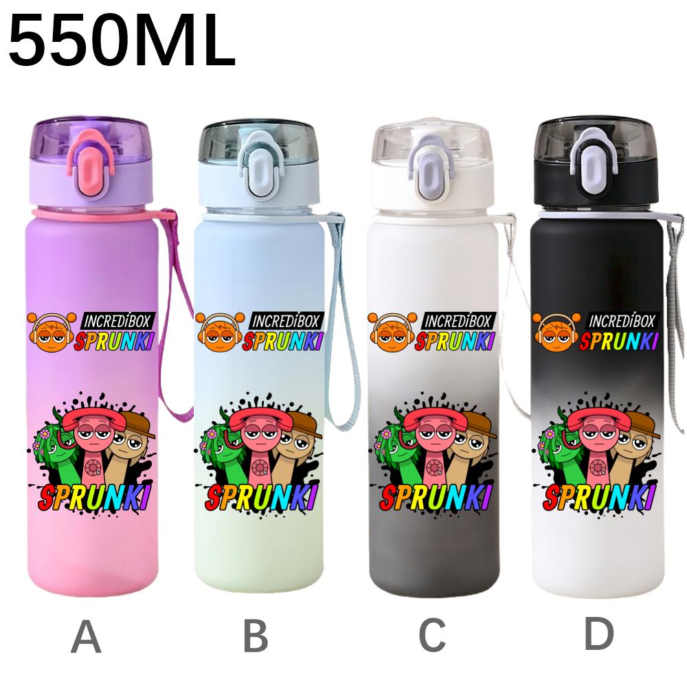 High Quality 550ml Game Sprunki Gradient Sports Water Bottle Cartoon Leak-proof Portable Drinking Bottles Outdoors Sports Fitness Water Cup