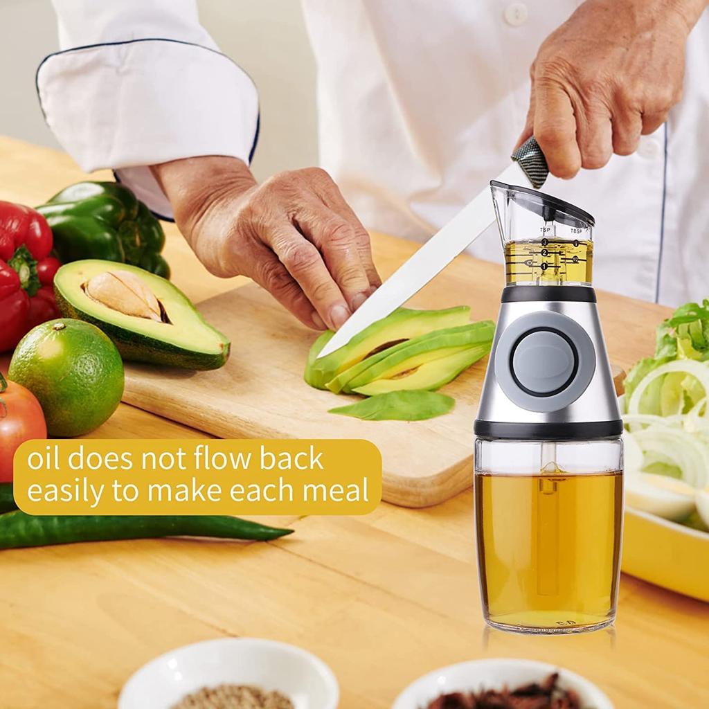 High-grade Glass Oil and Vinegar Dispenser, Kitchen Quantitative Oil Control Pot, Vinegar Oil Bottle