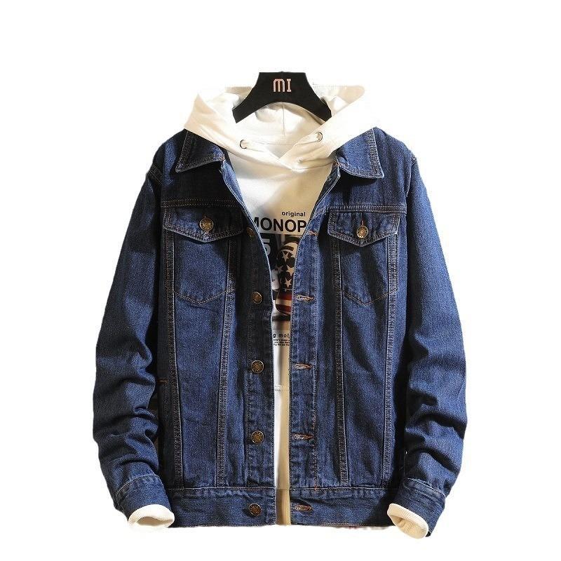Men'S Lapel Long-Sleeved Denim Jacket Men'S Korean Loose Casual Jacket Denim Trendy Jacket